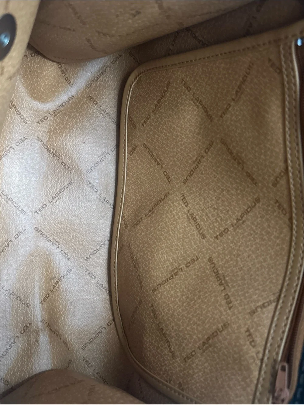 Black Woven Satchel with Tan Trim and Top Handle